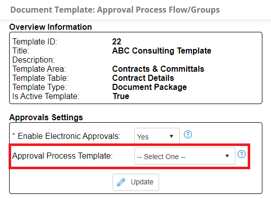 Approval Process Template Dropdown