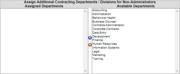 Departments/Divisions for Non-Administrators