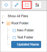 Click Red X to delete folder