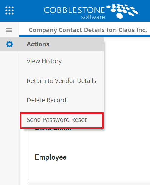 Click Send Password Reset in Actions menu