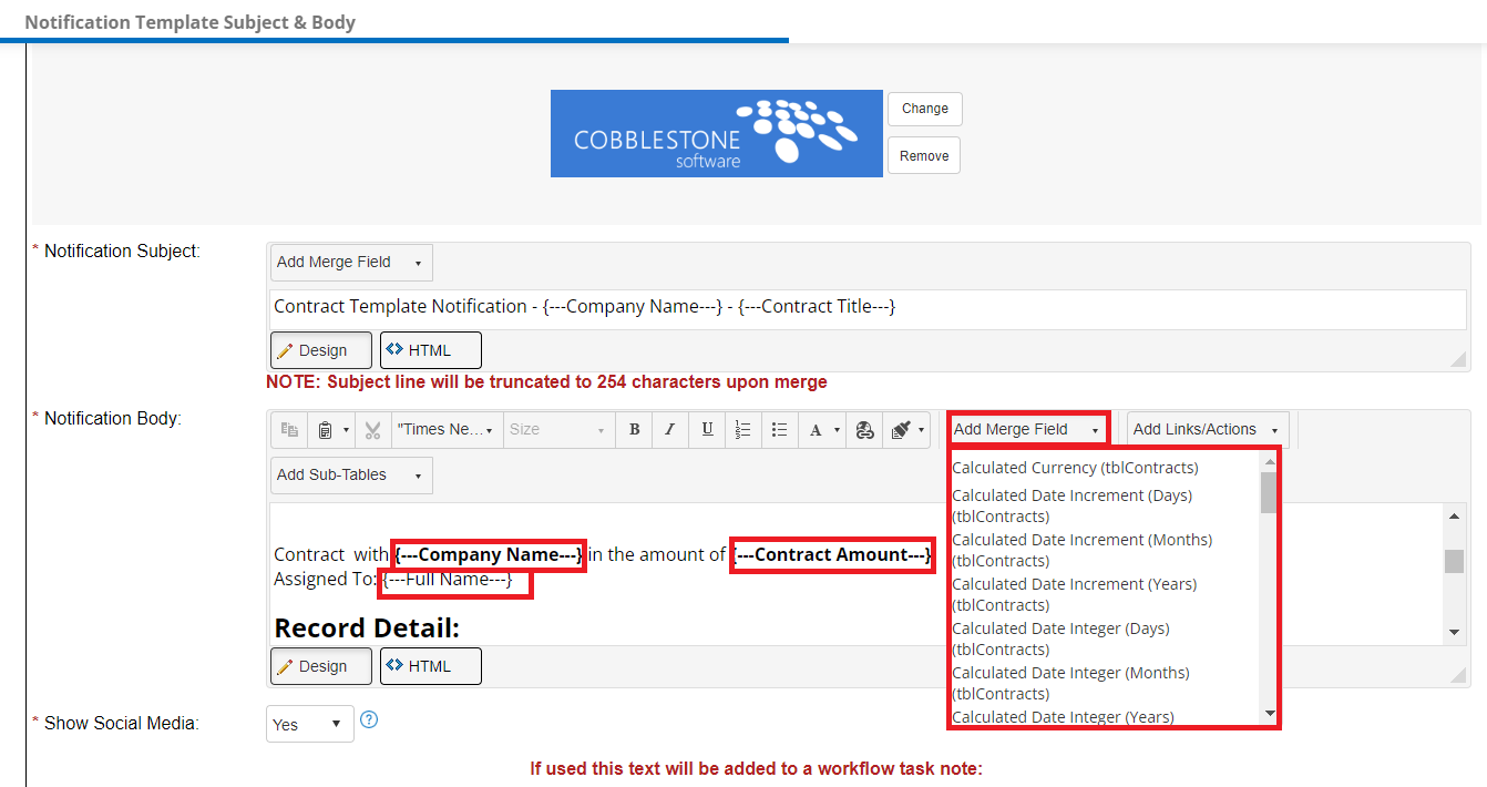 Selecting Fields for the Template