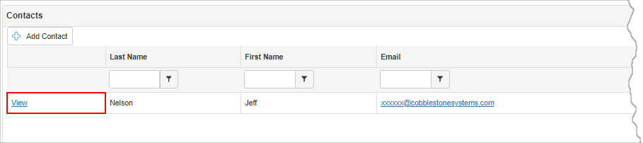 Click View next to a user to view Contact