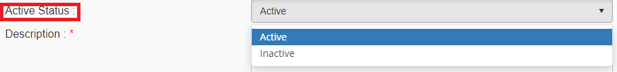 Active Status is highlighted and Active is selected from the dropdown menu.