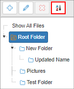 Click A to Z to sort folders