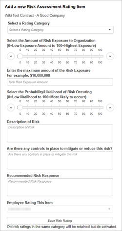 New Risk Assessment Rating Item