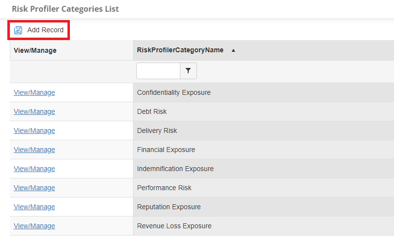 Risk Profile Categories List