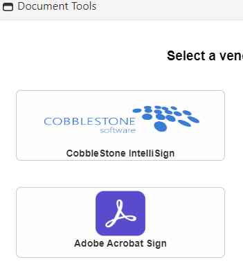 Selecting Adobe Acrobat Sign to Esign Document