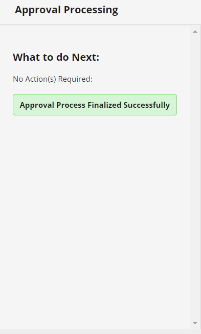 Approval Finalized Message