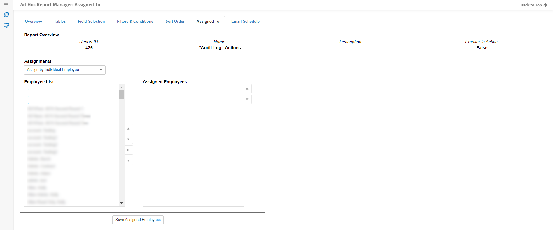 Assign To Tab on Report Manager