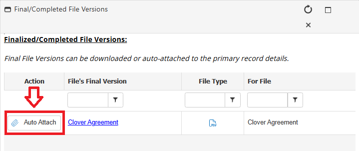 Click the Auto Attach button to attach the completed file back to the associated record.