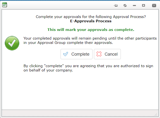 Approval Confirmation Popup
