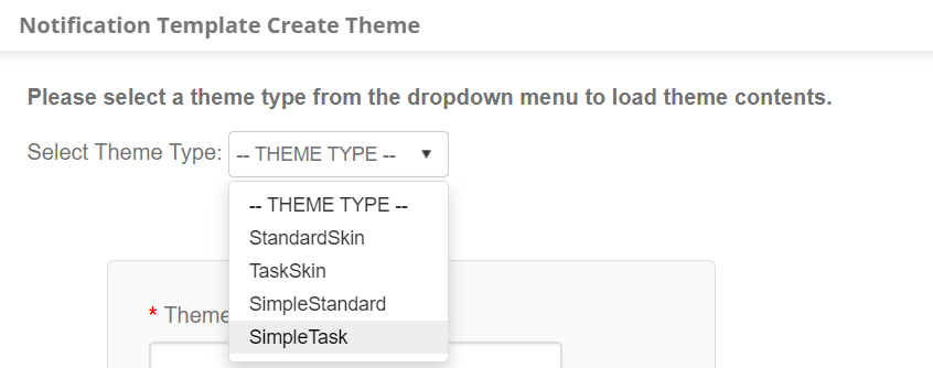 Theme Type Drop Down