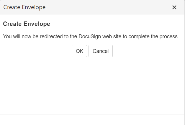 Redirect to DocuSign popup window