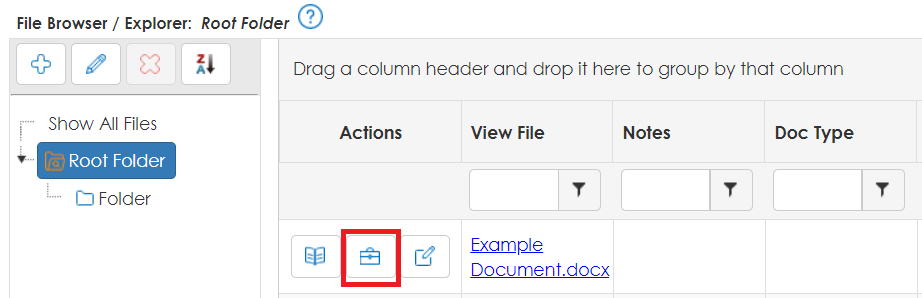 File Attachments, Select Toolbox next to document