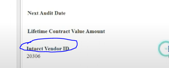 Intacct Vendor ID on Contract Insight Vendor Record