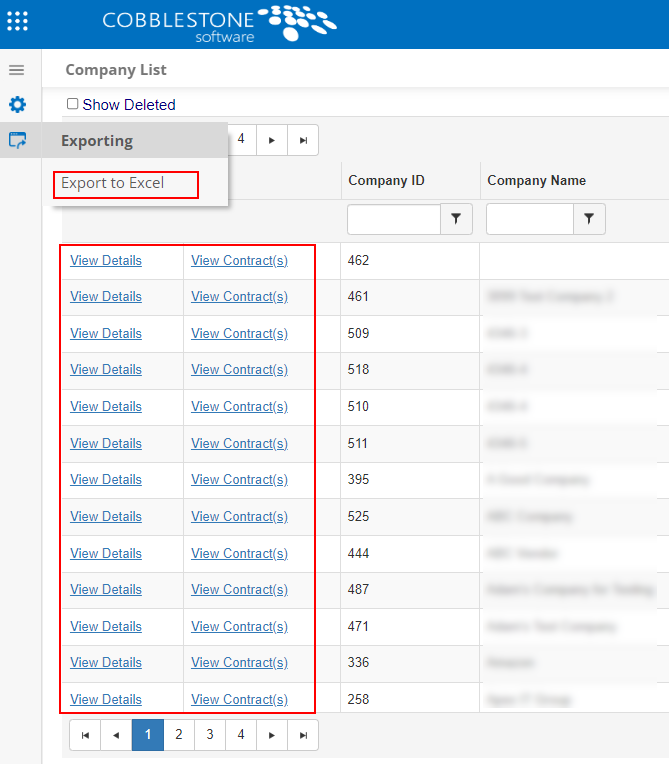 Export to Excel on Side Menu