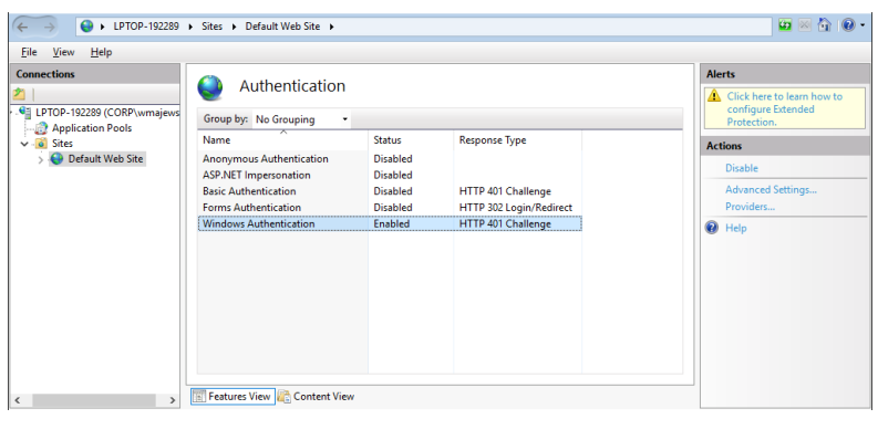 Active Directory Authentication Example