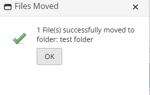 Prompt appears saying files have been moved