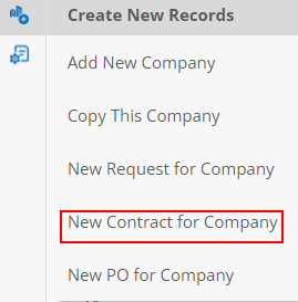 New Contract for Company on Side Menu