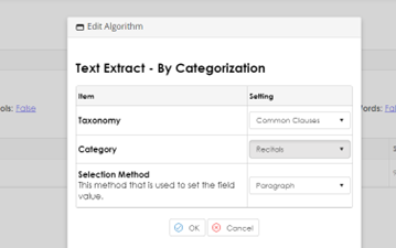 Text Extraction by Categorization