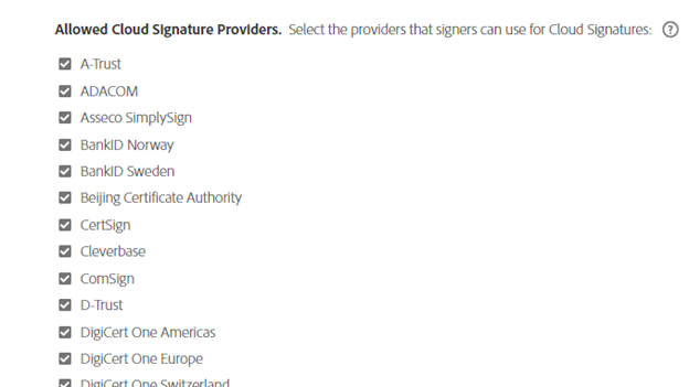 Digital Signing Cloud Signature providers