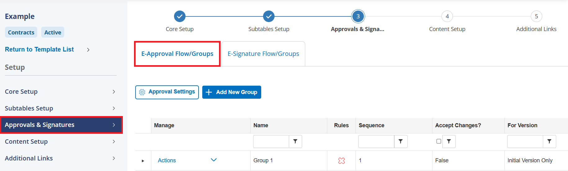 Navigation to E-Approval Flow/Groups