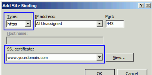 Choose IP Address select "https" example
