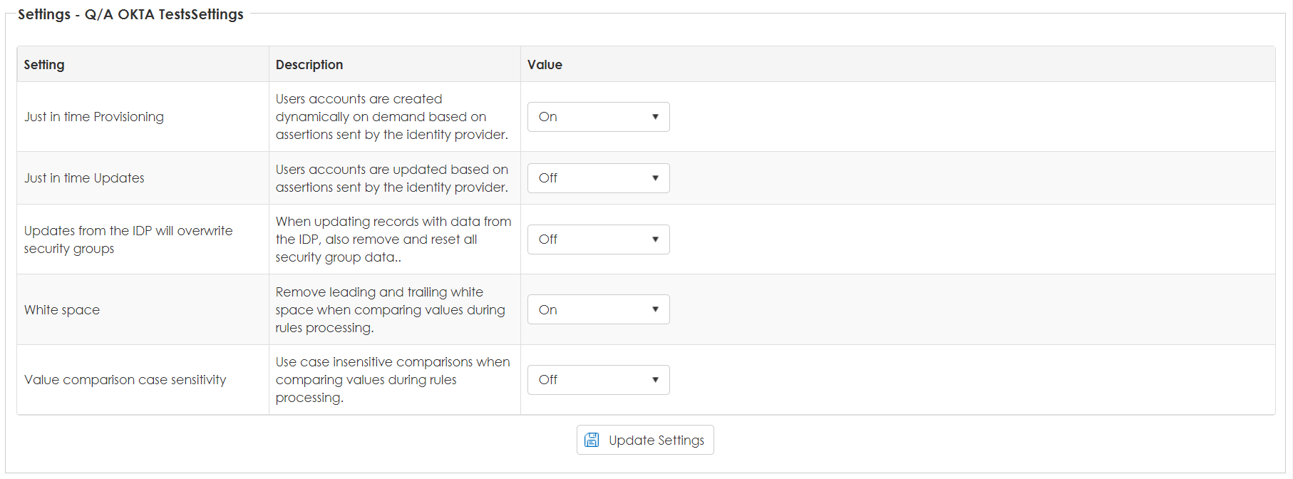 These options allow the user to define if JIT is enabled