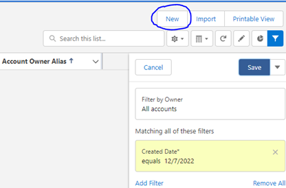 Create a new client/account record in Salesforce.