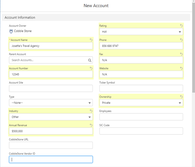  Create a new client/account record in Salesforce.. pt.2