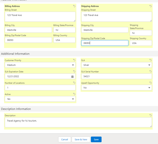 Create a new client/account record in Salesforce. pt.3