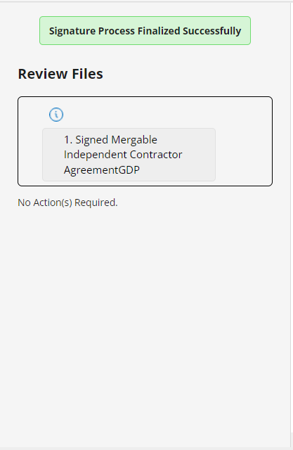 Signature Process Finalized Message
