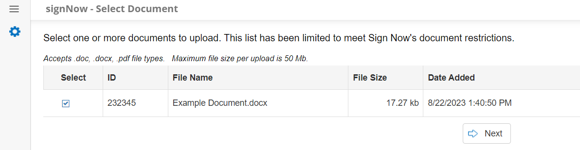 Select Multiple Documents  to upload