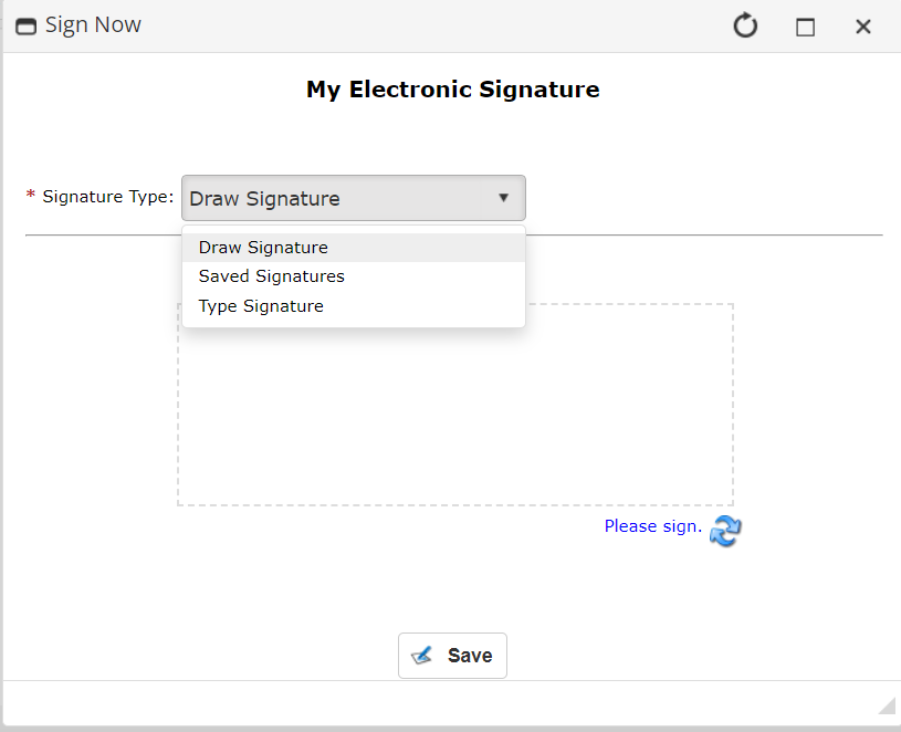 Signature Type Dropdown