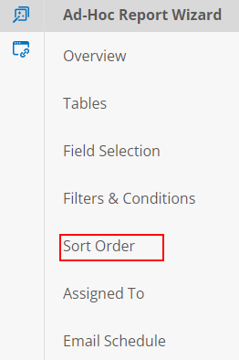 Sort order on the side menu