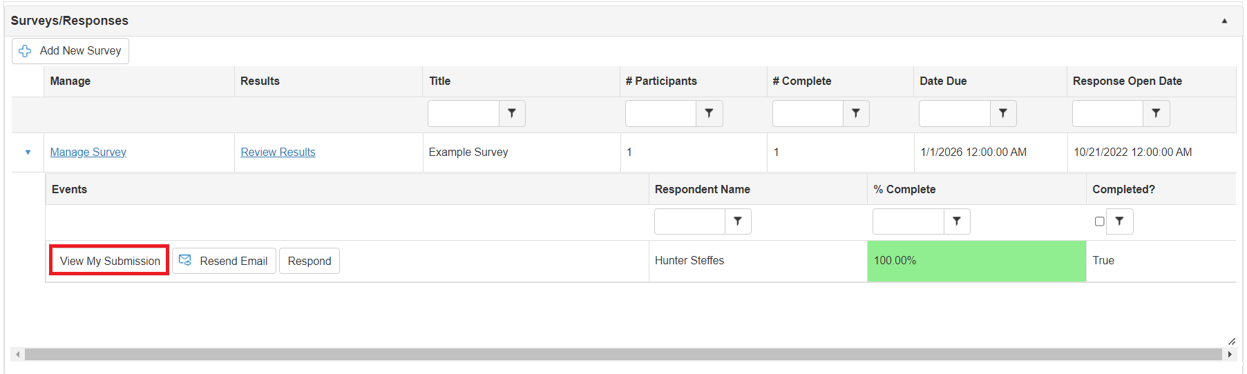 Survey Response Grid