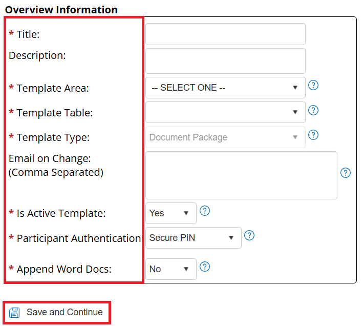 Document Template overview information.