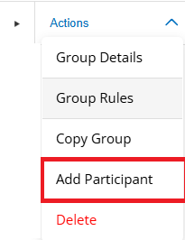 Add Participant drop down selection.