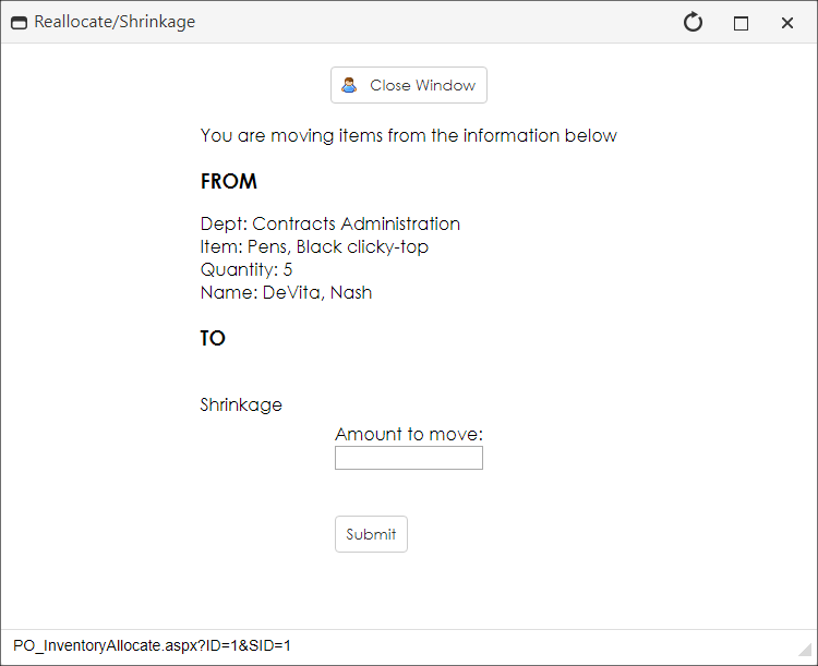 Reallocate/Shrinkage for the line item to indicate quantity is not on hand for some reason