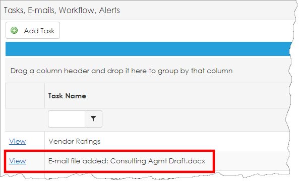 Task added to the contract record to alert the employee a new file has been added