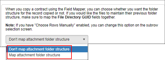 The dropdown menu for Mapping Attachment folder structure is highlighted