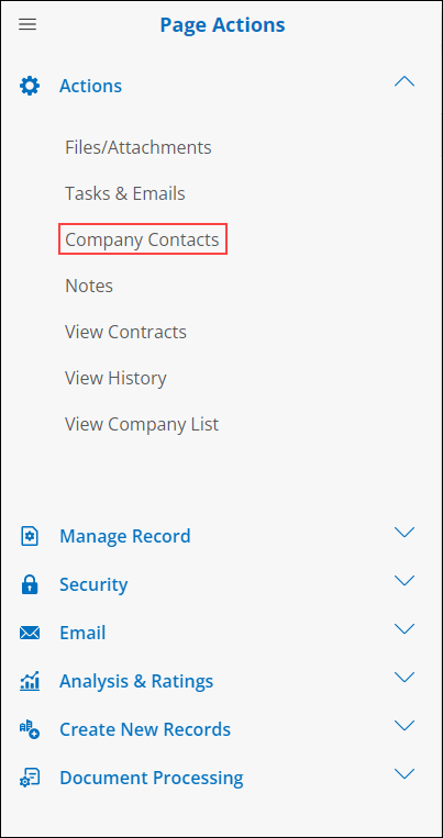 Selecting Company Details from Side Menu