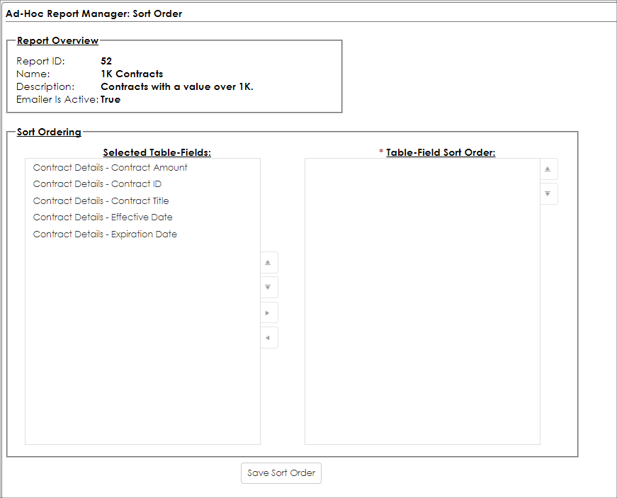 Sort Order Boxes in Report Manager