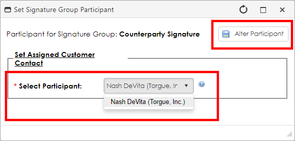 Set Signature Participant