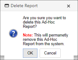 Delete Report Popup