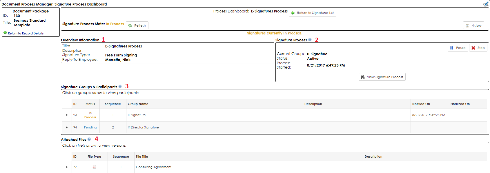 Signature Process Dashboard