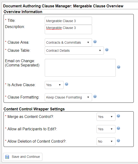 Content Control options