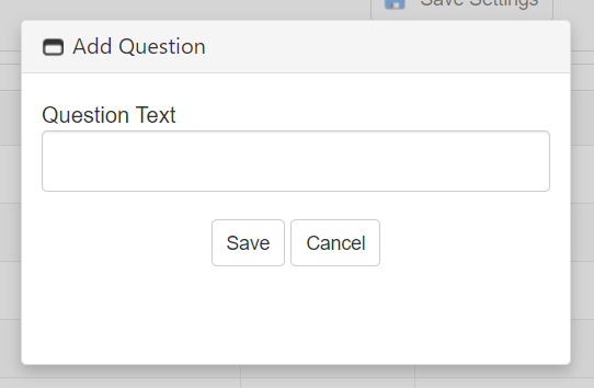 Add Questions Pop-Up