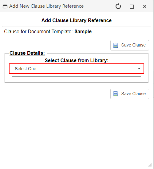 Select Clause From Library Dropdown