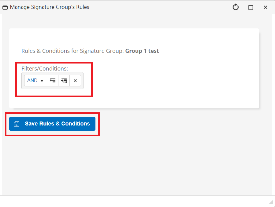 Rules that can be configured for a Signature Group.